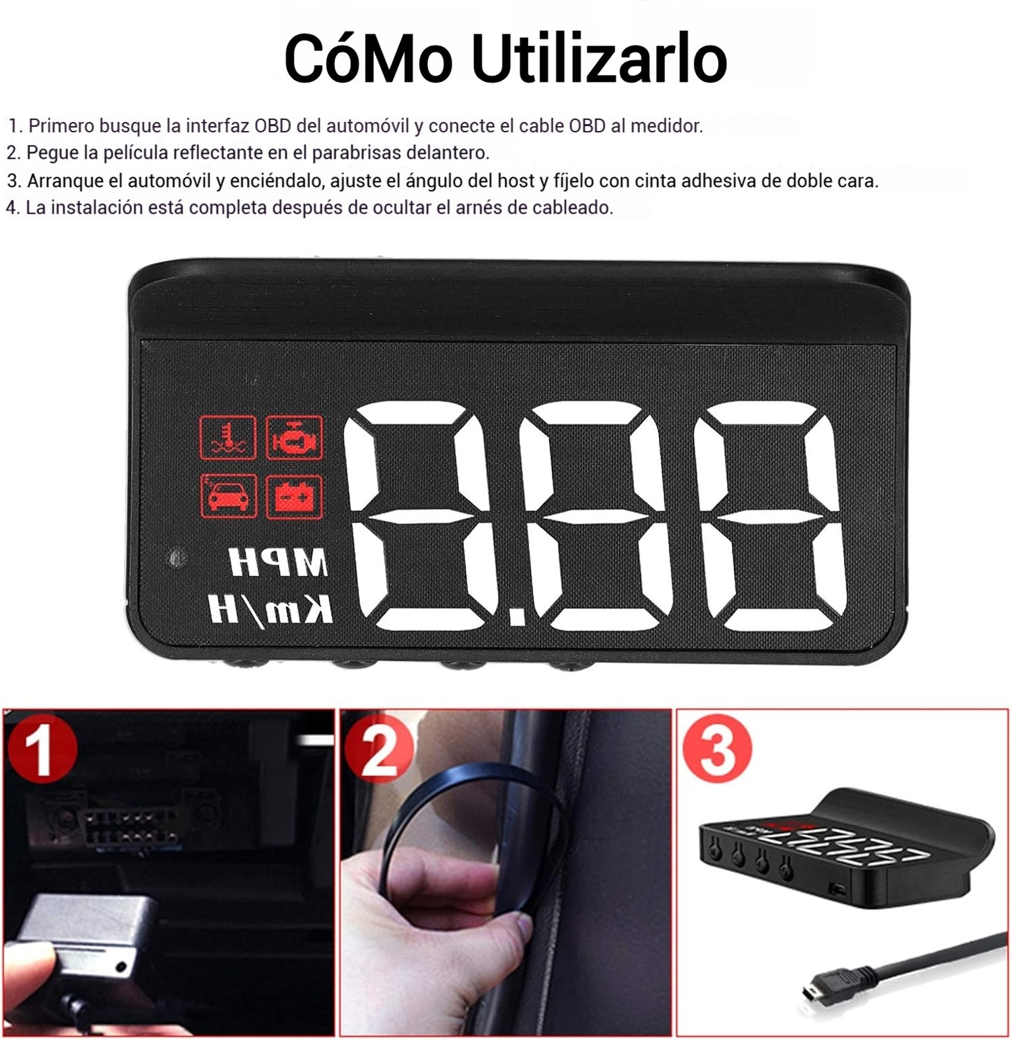 OBD2 HUD Car Head Up Display Proyector Velocímetro